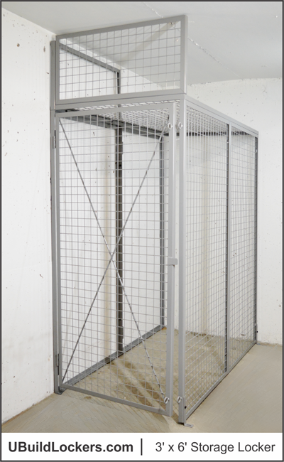 3' x 6' Wire Mesh Storage Locker with Framed Ceiling & Transom Panel : Serves as an Oversize Bicycle Locker | U-BuildLockers.com