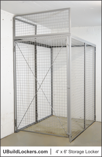 4' x 6' Wire Mesh Storage Locker with Framed Ceiling & Transom Panel : Serves as a Double 2-Bike Bicycle Locker | U-BuildLockers.com