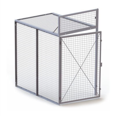 Render of a 4' x 6' Wire Mesh Bike Storage Locker.