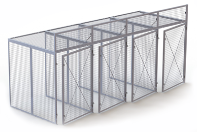 Bike & Storage Room By-Laws may regulate the size and number of lockers or racks your project must include. Render of a bank of 4' x 6' wire mesh storage lockers used in residential buildings as bulk storage or bike lockers