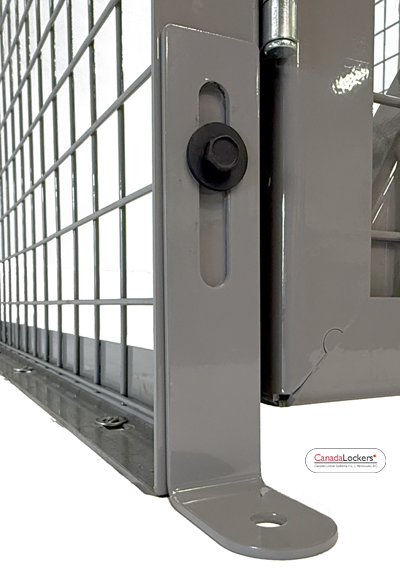 A bike storage locker levelling bracket allows for adjustment to site conditions.