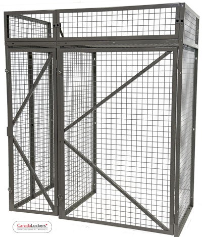 The Canada Locker System is a set of modular walls, ceilings and doors that bolt together in different ways to create wire nesh storage lockers. Commonly used in multi-family buildings as bike lockers, wire mesh cages are the most desirable method of bike parking.