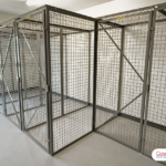Storage lockers installed in a room with windows.