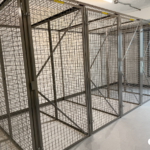 Wire mesh bulk storage lockers installed in a condo for use as bulk storage lockers for residential tenants.
