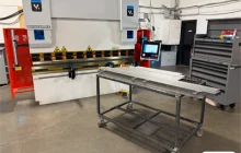 Our press brake workstation is used to bend laser cut parts into 90-degree angles. These angles will later be welded into bike locker frames.